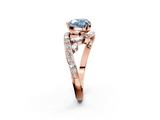 Rose gold Fancy Blue Heart  Solitaire with Pavé Twist Band and Four-Prong Setting_66