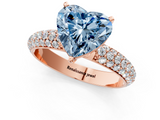 Rose gold Fancy Blue Heart  Solitaire with Pave Band and Four-Prong Setting_4