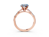Rose gold Fancy Blue Heart  Solitaire with Side Baguettes and Channel Set Band_48