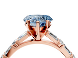 Rose gold Fancy Blue Heart  Solitaire with Side Baguettes and Channel Set Band_49
