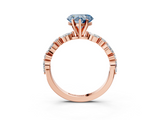 Rose gold Fancy Blue Heart  Solitaire with Side Stones on a Pavé Band and Four-Prong Setting_26