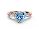 Rose gold Fancy Blue Heart  Solitaire with Tapered Baguette Side Stones on a Classic Band with Four-Prong Setting_89