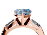 Rose gold Fancy Blue Heart  Solitaire with Tapered Baguette Side Stones on a Classic Band with Four-Prong Setting_93
