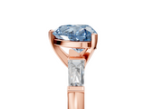 Rose gold Fancy Blue Heart  Solitaire with Tapered Baguette Side Stones on a Classic Band with Four-Prong Setting_94