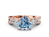 Rose gold Fancy Blue Heart  Three-Stone Diamond Ring with Pavé Split Shank and Four-Prong Setting_45