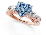 Rose gold Fancy Blue Heart  Three-Stone Diamond Ring with Pavé Split Shank and Four-Prong Setting_46