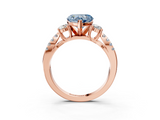 Rose gold Fancy Blue Heart  Three-Stone Diamond Ring with Pavé Split Shank and Four-Prong Setting_48