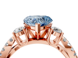 Rose gold Fancy Blue Heart  Three-Stone Diamond Ring with Pavé Split Shank and Four-Prong Setting_49