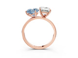 Rose gold Fancy Blue Heart  and Emerald Cut Toi Moi Ring with Prong Setting_49