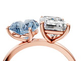 Rose gold Fancy Blue Heart  and Emerald Cut Toi Moi Ring with Prong Setting_50