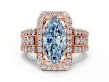 Rose gold Fancy Blue Marquise -Cut Halo Diamond Ring with Split Shank and Four-Prong Setting_91