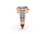 Rose gold Fancy Blue Marquise -Cut Halo Diamond Ring with Split Shank and Four-Prong Setting_93