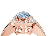 Rose gold Fancy Blue Marquise -Cut Halo Diamond Ring with Split Shank and Four-Prong Setting_95