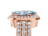 Rose gold Fancy Blue Marquise -Cut Halo Diamond Ring with Split Shank and Four-Prong Setting_96