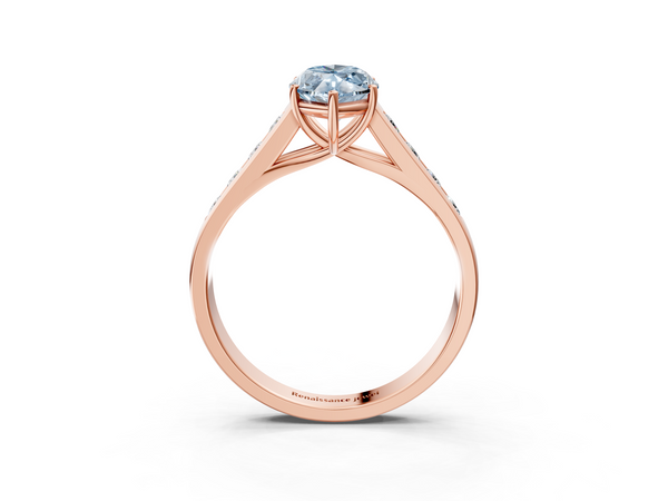 Rose gold Fancy Blue Marquise  Brilliant Channel-Set Solitaire Ring with Four-Prong Setting