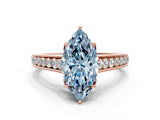 Rose gold Fancy Blue Marquise  Brilliant Cut Diamond Engagement Ring with Pavé Band and Four-Prong Setting_47