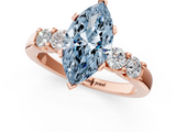 Rose gold Fancy Blue Marquise  Brilliant Cut Diamond Five-Stone Prong Set Engagement Ring with Channel Band_4