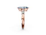 Rose gold Fancy Blue Marquise  Brilliant Cut Diamond Five-Stone Prong Set Engagement Ring with Channel Band_5