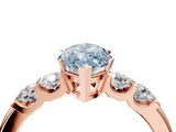 Rose gold Fancy Blue Marquise  Brilliant Cut Diamond Five-Stone Prong Set Engagement Ring with Channel Band_7