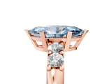Rose gold Fancy Blue Marquise  Brilliant Cut Diamond Five-Stone Prong Set Engagement Ring with Channel Band_8