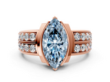 Rose gold Fancy Blue Marquise  Brilliant Diamond Channel Set Wide Band Ring with Bezel Setting_20