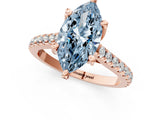 Rose gold Fancy Blue Marquise  Brilliant Diamond Solitaire with Pavé Band and Four-Prong Setting 1