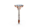Rose gold Fancy Blue Marquise  Brilliant Diamond Solitaire with Pavé Band and Four-Prong Setting 2
