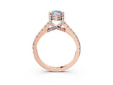 Rose gold Fancy Blue Marquise  Brilliant Diamond Solitaire with Pavé Band and Four-Prong Setting 3