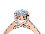 Rose gold Fancy Blue Marquise  Brilliant Diamond Solitaire with Pavé Band and Four-Prong Setting 4