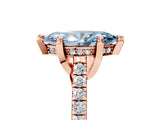 Rose gold Fancy Blue Marquise  Brilliant Diamond Solitaire with Pavé Band and Four-Prong Setting 5