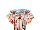 Rose gold Fancy Blue Marquise  Brilliant Flower Halo Diamond Split Shank Ring_80