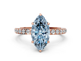 Rose gold Fancy Blue Marquise  Brilliant Pavé Band Solitaire with Four-Prong Setting_73