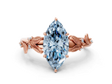 Rose gold Fancy Blue Marquise  Brilliant Solitaire with Leaf Motif Band and Four-Prong Setting_61