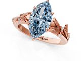 Rose gold Fancy Blue Marquise  Brilliant Solitaire with Leaf Motif Band and Four-Prong Setting_62