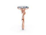 Rose gold Fancy Blue Marquise  Brilliant Solitaire with Leaf Motif Band and Four-Prong Setting_63