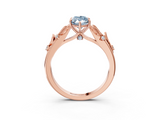 Rose gold Fancy Blue Marquise  Brilliant Solitaire with Leaf Motif Band and Four-Prong Setting_64