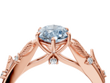 Rose gold Fancy Blue Marquise  Brilliant Solitaire with Leaf Motif Band and Four-Prong Setting_65