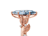 Rose gold Fancy Blue Marquise  Brilliant Solitaire with Leaf Motif Band and Four-Prong Setting_66