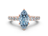 Rose gold Fancy Blue Marquise  Brilliant Solitaire with Pavé Band and Four-Prong Setting_41