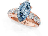 Rose gold Fancy Blue Marquise  Brilliant Solitaire with Side Stones on a Pave Band and Four-Prong Setting_25