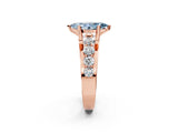 Rose gold Fancy Blue Marquise  Brilliant Solitaire with Side Stones on a Pave Band and Four-Prong Setting_26