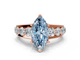 Rose gold Fancy Blue Marquise  Brilliant Solitaire with Side Stones on a Pave Band and Four-Prong Setting_71