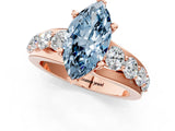 Rose gold Fancy Blue Marquise  Brilliant Solitaire with Side Stones on a Pave Band and Four-Prong Setting_72