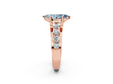 Rose gold Fancy Blue Marquise  Brilliant Solitaire with Side Stones on a Pave Band and Four-Prong Setting_73