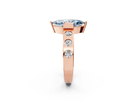 Rose gold Fancy Blue Marquise Cut Brilliant Channel-Set Diamond Ring with Bezel Prong Setting_2