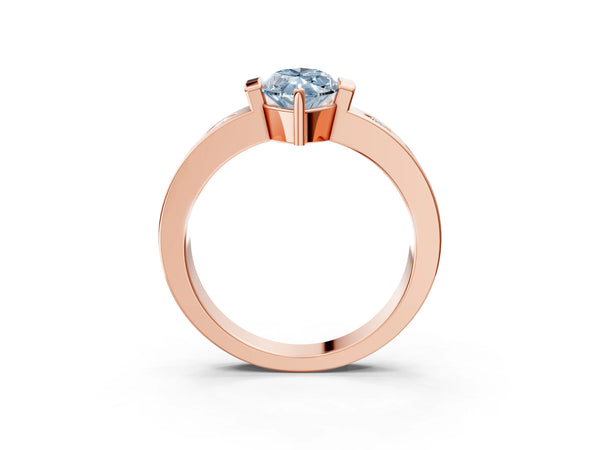 Rose gold Fancy Blue Marquise Cut Brilliant Channel-Set Diamond Ring with Bezel Prong Setting