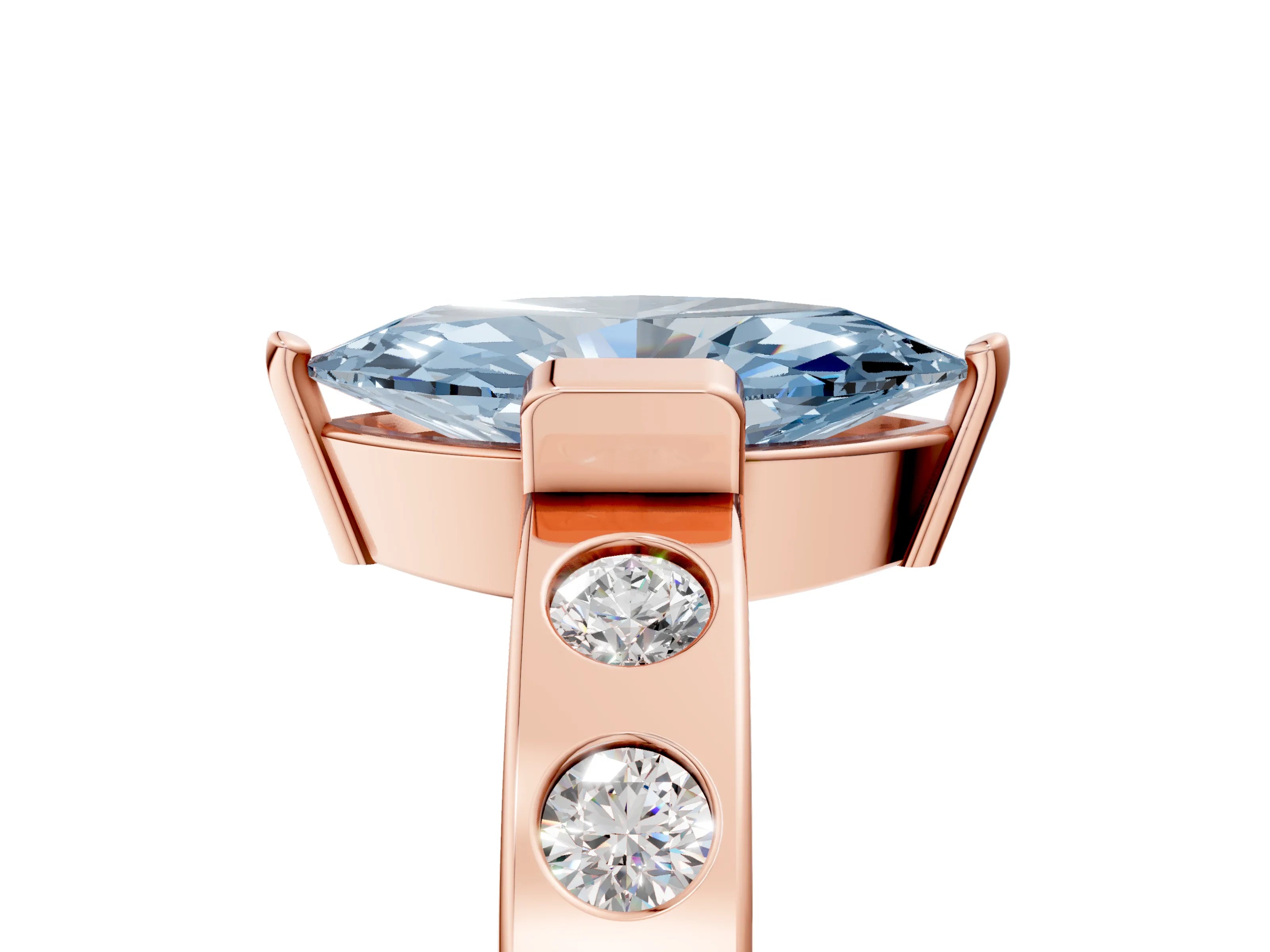 Rose gold Fancy Blue Marquise Cut Brilliant Channel-Set Diamond Ring with Bezel Prong Setting_5