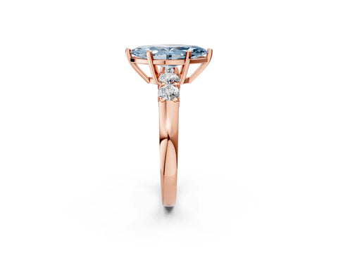 Rose gold Fancy Blue Marquise Cut Brilliant Diamond Five-Stone Engagement Ring with Prong Setting on a Classic Band_5