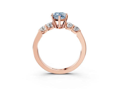Rose gold Fancy Blue Marquise Cut Brilliant Diamond Five-Stone Engagement Ring with Prong Setting on a Classic Band_6