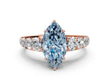 Rose gold Fancy Blue Marquise Cut Brilliant Diamond Pavé Band with Six-Prong Setting